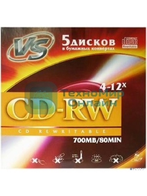 Диск VS CD-RW 80 4-12x конверт/5
