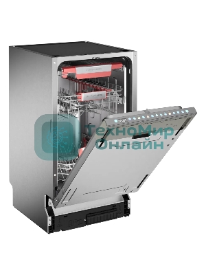 Встраиваемая посудомоечная машина Kuppersberg, High-Tech, 45 см, 10 комплектов, 3 корзины, 7 программ, конденсационная сушка, автоматическое открывание двери, LED подсветка, сенсорное управление, инверторный мотор, энергоэффективность А+++