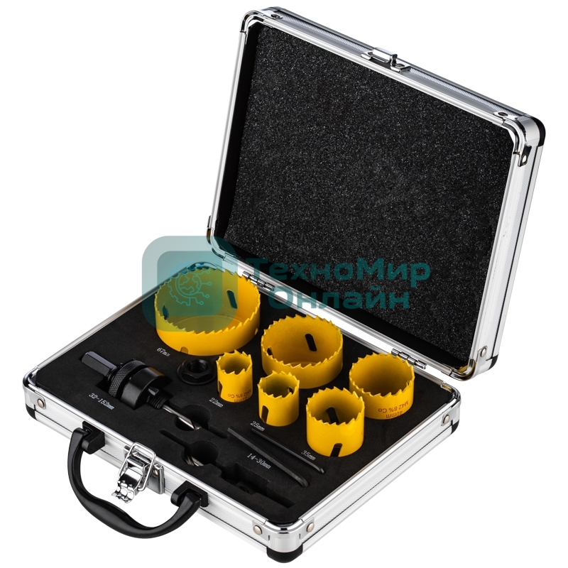 Набор коронок Kranz Bimetal (22, 25, 35, 40, 51, 67), 11 предметов, металлический кейс