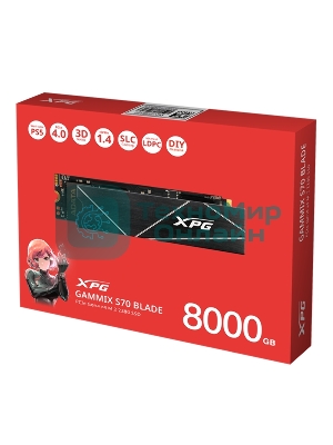 Накопитель SSD ADATA XPG GAMMIX BLADE S70, 8Tb, PCIe 4.0 x4, M.2 2280, NVMe, R/W 7300/6300