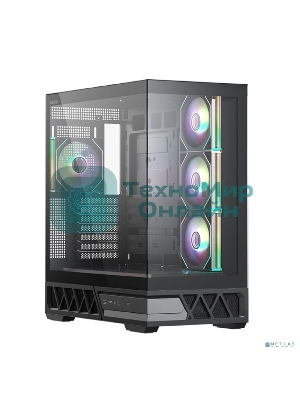 Компьютерный корпус XASTRA Q700 4ARGB-C10-UC Black ATX/Aquarium/Screewless/4x120mm ARGB PWM mirror fans/Argb+PWM HUB 10port/Type C Q700-4FM12A-C10-UC