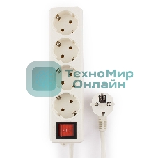 Сетевой фильтр Гарнизон ELB-G4-W-2, 4 евророзетки с выключателем и заземлением, допустимый ток 16А, длина 2 м.