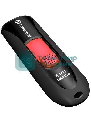 Флешка USB Transcend JetFlash 590 (TS64GJF590K), 64Gb, USB 2.0, R/W 25/15, черный/красный