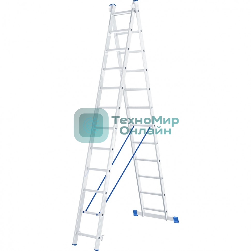 Лестница Сибртех, 2 х 12 ступеней, алюминиевая, двухсекционная