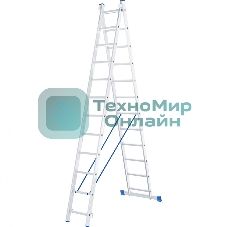 Лестница Сибртех, 2 х 12 ступеней, алюминиевая, двухсекционная