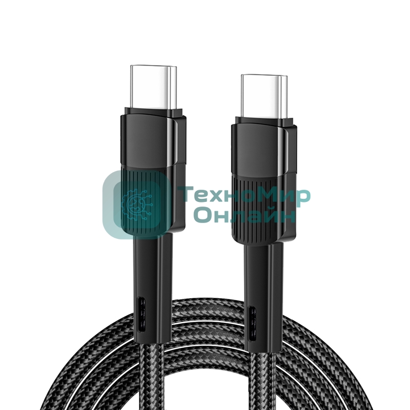 Кабель Rexant Type-C – Type-C, 5A, 100Вт, 1м, в черной нейлоновой оплетке