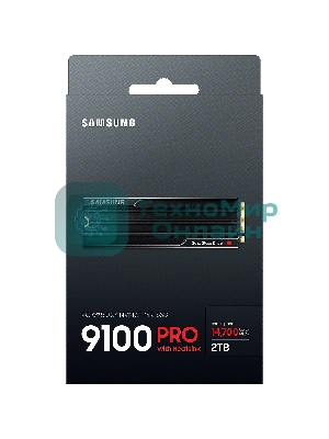 Накопитель SSD 2Tb Samsung 9100 PRO, M.2, PCI-E 5.0 x4, TLC 3D NAND R/W - 14700 (14800)/13400 (13300) Mb/s с радиатором