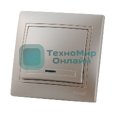 Выключатель 1-кл. СП Мира 10А IP20 с подсветкой жемчуж. белый перламутр LEZARD 701-3030-111