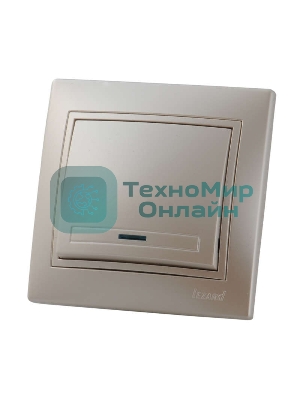 Выключатель 1-кл. СП Мира 10А IP20 с подсветкой жемчуж. белый перламутр LEZARD 701-3030-111