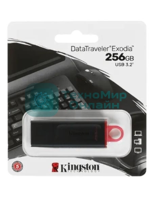 Флешка USB Kingston DataTraveler Exodia (DTX/256GB), 256Gb, USB 3.2 Gen 1, R/W 200/60, черный/розовый