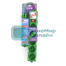 Фильтр-удл. Power Cube PC 3м 5р, зел. 10А/2,2кВт