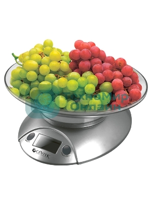 Весы кухонные Centek CT-2451 электронные, чаша, пластик, 5кг серебро/черный