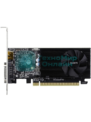 Видеокарта Gigabyte GV-N1030D4-2GL NVidia GeForce GT 1030, 2Gb DDR4/64-bit, PCI-Ex16 3.0, DVI-Dx1, HDMI2.0bx1, LP, 2-slot cooler, Retail