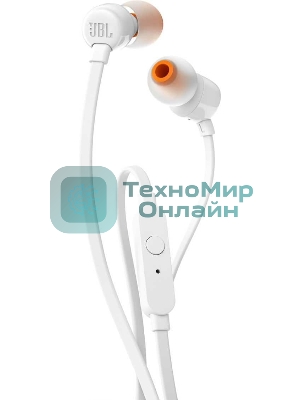 Проводные наушники JBL Tune 110 белый, внутриканальные, Jack 3.5 мм