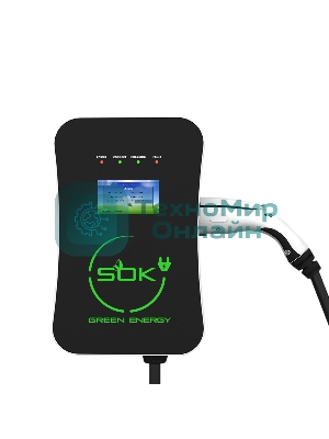 Зарядная станция S'OK Green Energy M3W Series Wallbox EV Charger SM3W10732542-5, 1-phase, 7kw (32a/220v), ocpp 1.6j, ip54, кабель 5м