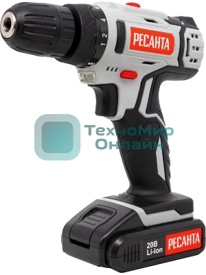 Дрель-шуруповерт аккумуляторная Ресанта ДА-20-2ЛК 75/14/11, Аккумуляторная, 20В, 2 АКБ, Кейс