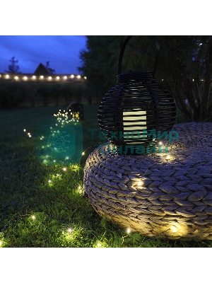 Декоративный фонарь Neon-night на солнечной батарее 20х20х22 см, черный плетеный корпус, теплый белый цвет свечения