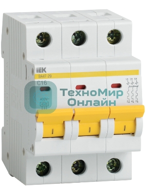 Выключатель автоматический модульный 3п C 3А 4.5кА ВА47-29 IEK MVA20-3-003-C