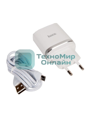 Сетевое зарядное устройство + Кабель Micro HOCO HC-16286 C12Q/1m/QC 3.0/1 USB/Выход: 5V_9V_12V, 18W, белый