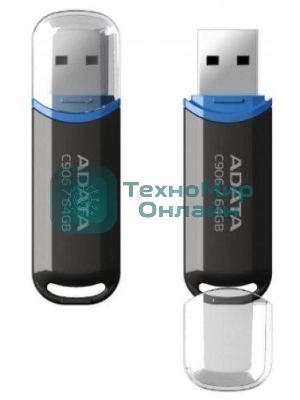 Флешка USB ADATA Classic C906 (AC906-64G-RBK), 64Gb, USB 2.0, R/W 15/5, черный/синий