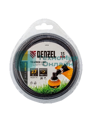 Леска для триммера Denzel двухкомпонентная звезда, 2,7мм х 15м, блистер EXTRA CORD
