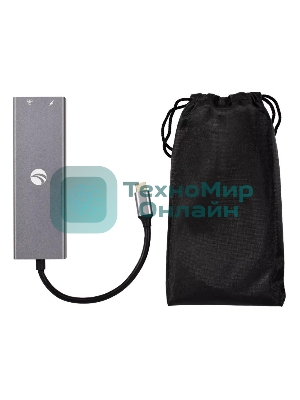 Адаптер VCOM CU459 Type-Cm --> RJ-45+2USB3.0(f) + PD100 Вт Alum Shell