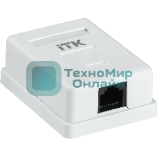 Розетка компьютерная ITK (CS2-1C5EF-12-G) настенная 49.2x62.5x25.2мм крышка RJ45 пластик белый