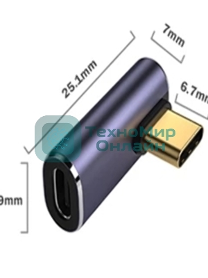 Переходник USB 4 Type-C мама-папа угловой тип 1