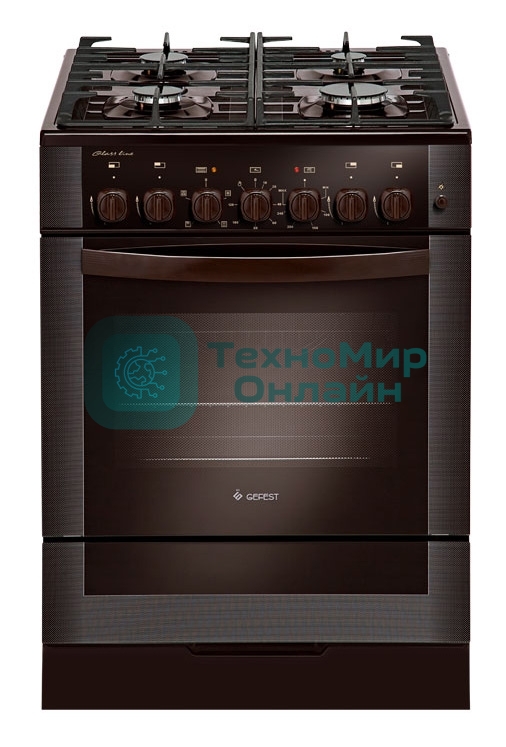 Плита комбинированная Gefest ПГЭ 6502-02 0045 коричневый, конфорок 4 газовых, духовка 55 л, 60 см x 85 см x 60 см