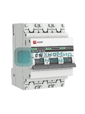 Выключатель автоматический EKF mcb4763-3-16C-pro 3P 16А (C) 4,5kA ВА 47-63 EKF PROxima