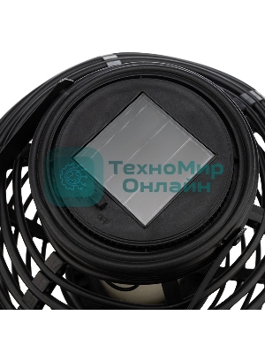 Декоративный фонарь Neon-night на солнечной батарее 20х20х22 см, черный плетеный корпус, теплый белый цвет свечения