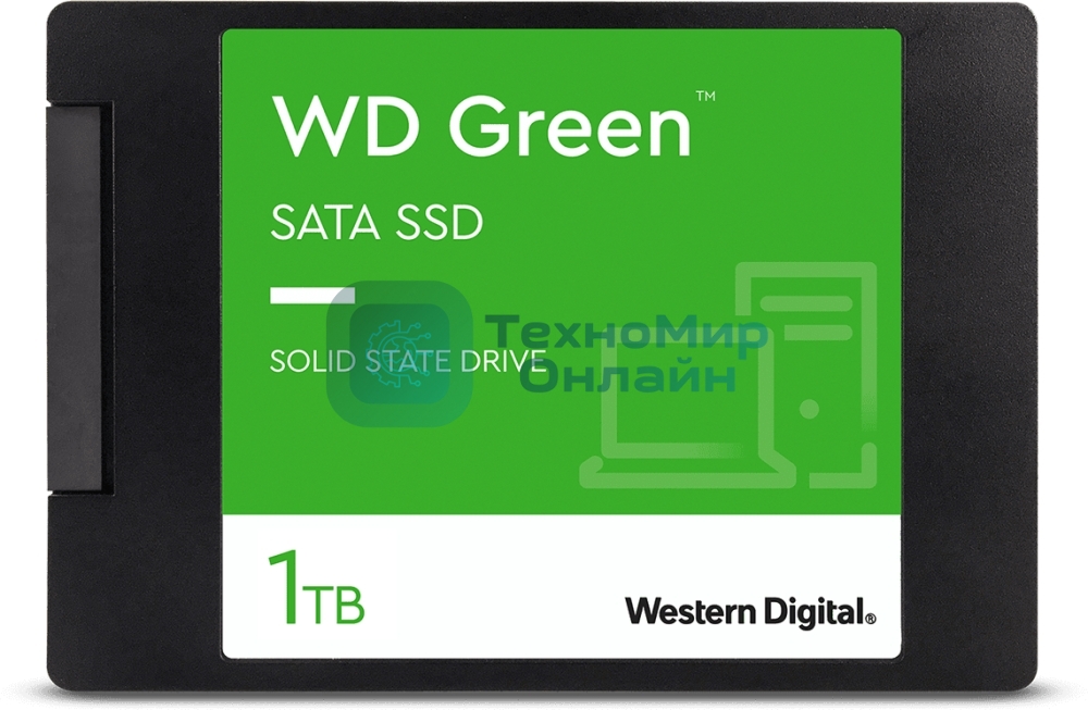 Накопитель SSD WD Green WDS100T3G0A, 1000Gb, SATA III, 2.5