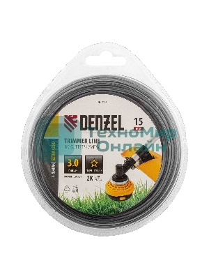 Леска для триммера Denzel двухкомпонентная звезда, 3,0мм х 15м, блистер EXTRA CORD