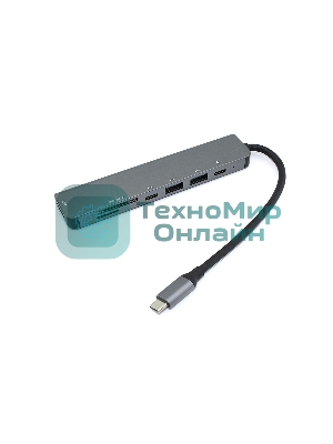 Адаптер Type-C на HDMI, PD+, USB 3.0*2 + SD/TF для MacBook, серебро