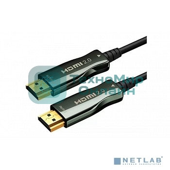 Кабель HDMI AOC-HM-HM-50M Wize, оптический, 50 м, 4K/60HZ, v.2.0, ARC, 19M/19M, черный, коробка