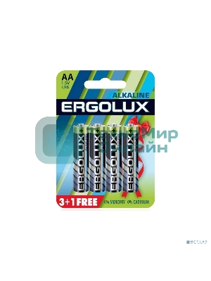 Батарейка Ergolux Alkaline LR6 BL 3+1 (FREE) (LR6 BL3+1, 1.5В) (4 шт. в уп-ке)