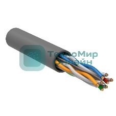 Кабель связи ITK витая пара U/UTP, кат.6, 4 пары 23AWG solid, 305м, ПВХ, серый