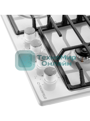 Газовая варочная панель Maunfeld EGHE.64.6CW/G, 4 конфорки, эмалированная сталь, белый