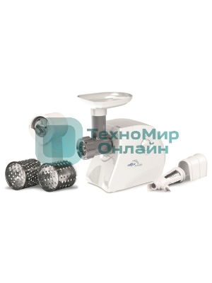 Мясорубка электрическая Ротор ЭМШ 35/250-3 белый, 1500 Вт, 0.6 кг/мин, реверс, защита от перегрузки, насадки - 4