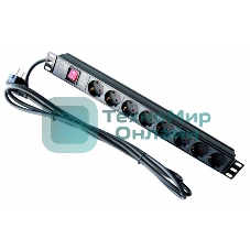 Аксессуар ЦМО Блок розеток Rem-16 с выкл., 8 Schuko, 16A, алюм., 19