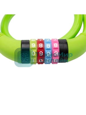 Тросовый кодовый замок взломостойкий для велосипедов и колясок Четыре сезона 65 см зеленый 79-0263