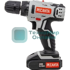 Дрель-шуруповерт аккумуляторная Ресанта ДА-20-2ЛК 75/14/11, Аккумуляторная, 20В, 2 АКБ, Кейс