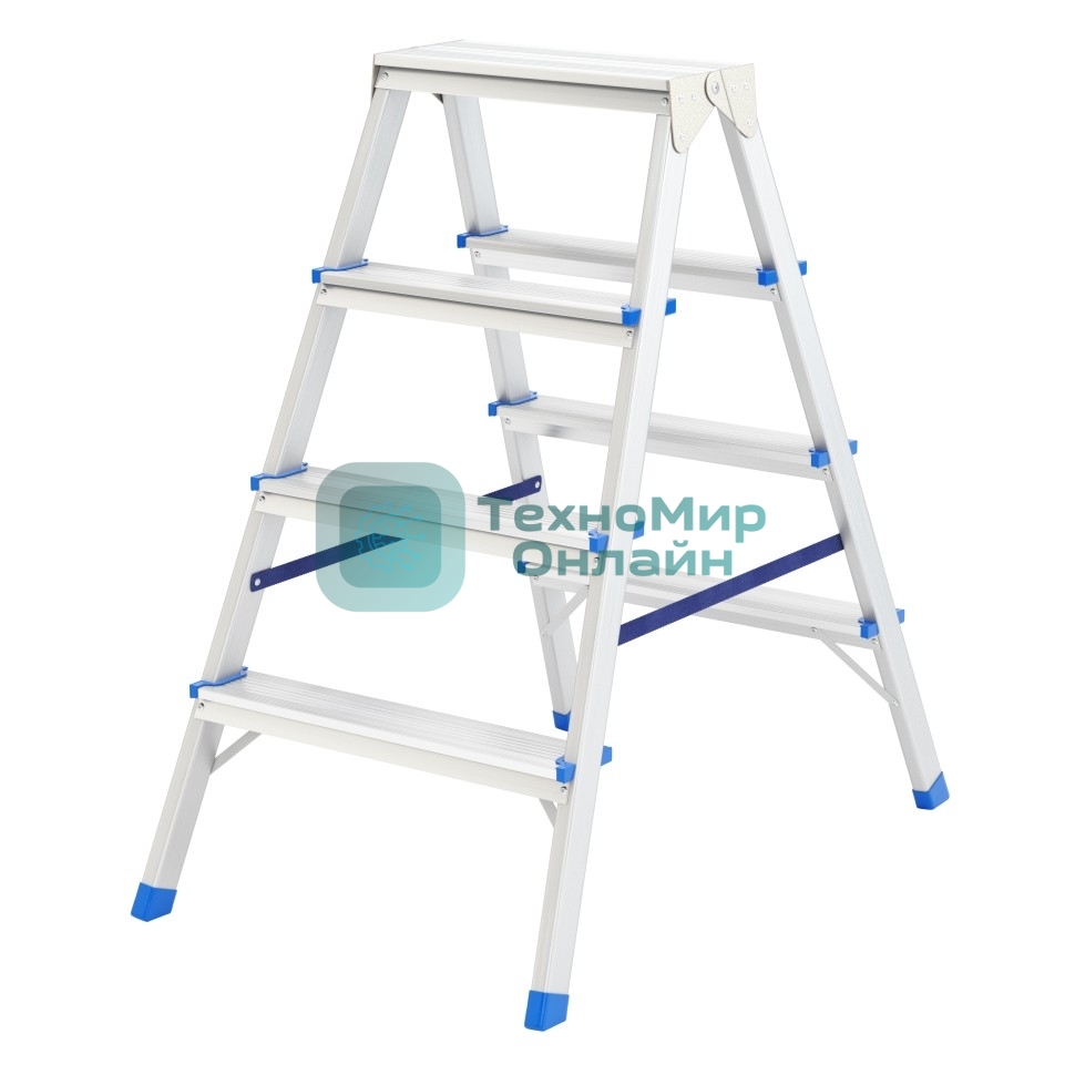 Стремянка двусторонняя Сибртех 4ст алюминиевая