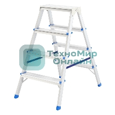 Стремянка двусторонняя Сибртех 4ст алюминиевая