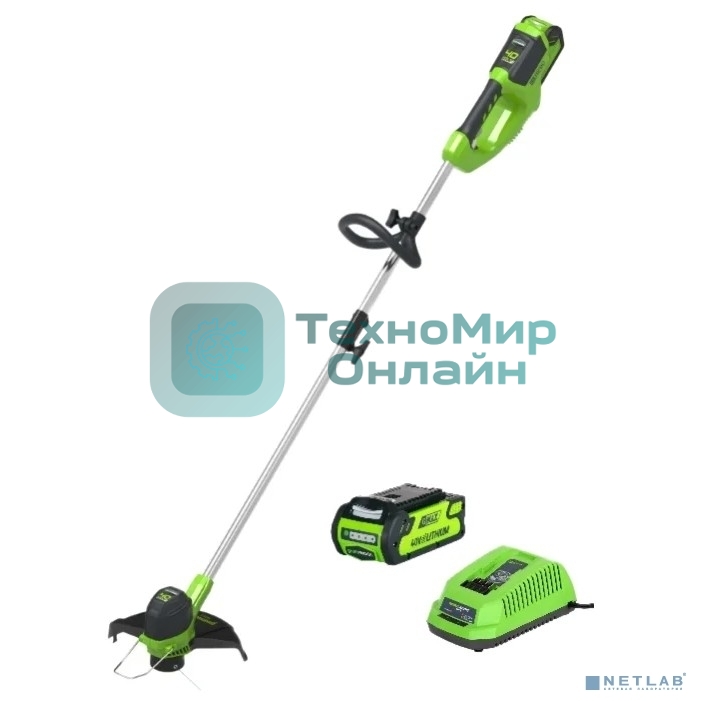 Триммер аккумуляторный Greenworks G40LTK4, 40V, 30 см, с 1хАКБ 4 А.ч и ЗУ 2101507UB