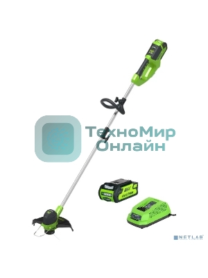 Триммер аккумуляторный Greenworks G40LTK4, 40V, 30 см, с 1хАКБ 4 А.ч и ЗУ 2101507UB