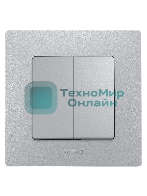 Переключатель 2-клавишный, 10AX, алюминий ETIKA 