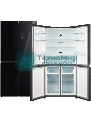 Холодильник Бирюса CD 466 BG черный трехкамерный Side by Side 303/153л морозилка снизу