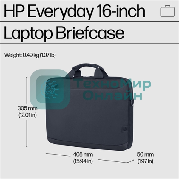 Сумка Case HP Everyday 16 Odyssey Gray Laptop Briefcase cons