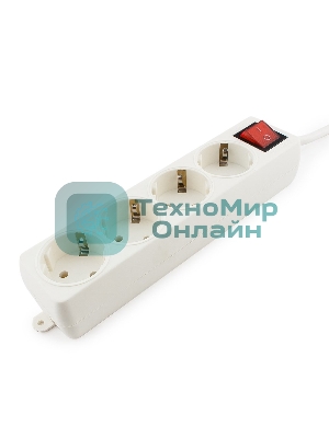 Сетевой фильтр Гарнизон ELB-G4-W-2, 4 евророзетки с выключателем и заземлением, допустимый ток 16А, длина 2 м.